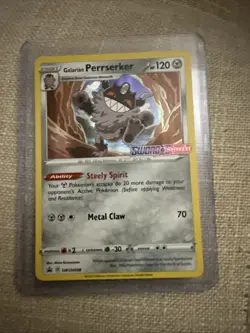 Pokemon Galarian Perrserker SWSH008 Stamped Prerelease Black Star Promo Card - Image 1