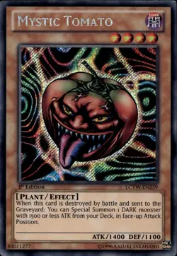 Mystic Tomato EU 1st Ed Secret Rare LCYW-EN239 Yu-Gi-Oh! - Image 1