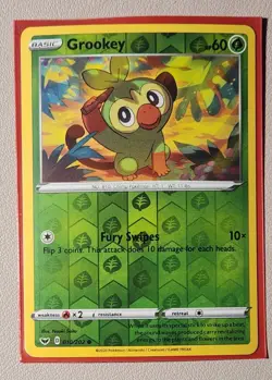 reverse holo Grookey 010/202 Pokemon card Sword & Shield common NM - Image 1