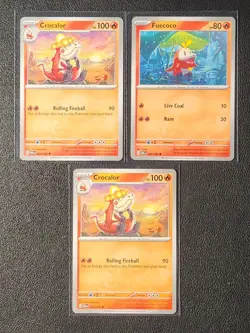 2x Crocalor 024/182 & 1x Fuecoco 023/182 Pokemon card SV Paradox Rift NM - Image 1