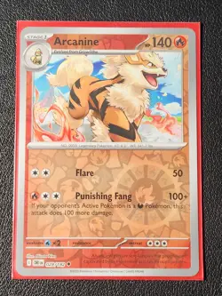 reverse holo Arcanine 028/182 Pokemon card SV Destined Rivals uncommon NM - Image 1