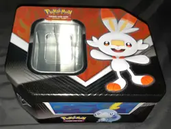 EMPTY Pokemon card storage tin: Galar Partners Scorbunny - Image 1