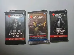 Magic The Gathering lot of 3 Booster Packs Innistrad Crimson Vow Dungeons & Drag - Image 1