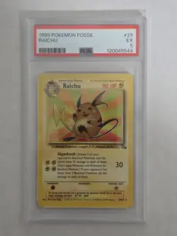 1999 Pokemon Fossil #29 Raichu PSA 5 Non-Holo Vintage - Image 1