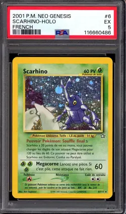 2001 Pokemon French Neo Genesis Heracross (Scarhino) Holo #6 PSA 5 EX - Image 1