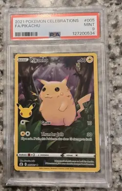 2021 Pokemon Sword & Shield Celebrations Pikachu Holo PSA 9 Mint #005/025 - Image 1