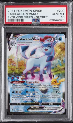 2021 POKEMON SWORD & SHIELD EVOLVING SKIES SECRET FULL ART/GLACEON VMAX PSA 10 - Image 1