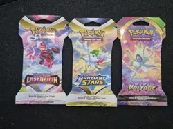Pokemon TCG Brilliant Stars Vivid Voltage Lost Origin Sleeved Booster Packs x 3 - Image 1