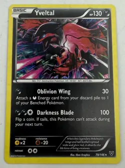 Pokemon TCG Cards Yveltal 78/146 XY Base Cracked Ice Holo Rare NM - Image 1