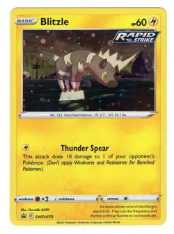 Pokemon TCG Blitzle Black Star Promo SWSH173 Cosmos Holo Rare Promo Card NM - Image 1