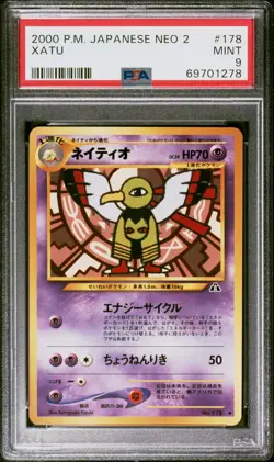 PSA 9 MINT Xatu 178 Japanese Neo Discovery Pokemon Card Graded - Image 1