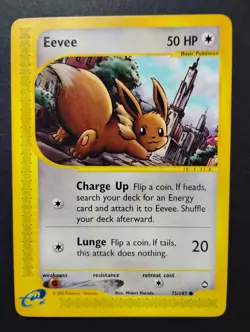 Eevee 75/147 Aquapolis Non-Holo 2002 WOTC Vintage E-Reader Pokemon Card NM - Image 1