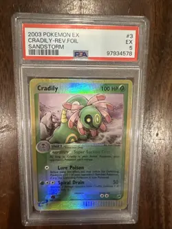 2003 Pokemon EX Sandstorm Cradily Reverse Foil 3/100 PSA 5 EX - Image 1