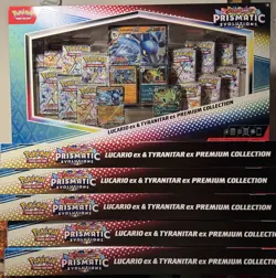 Pokemon Prismatic Evolutions Lucario EX & Tyranitar EX Premium collection x6 - Image 1