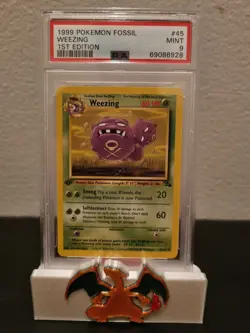 Pokemon 1st Edition Fossil Weezing #45 PSA 9 Mint - Image 1