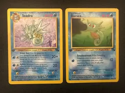 Fossil 1st Edition Lot: Seadra 42/62 + Horsea 49/62 Vintage Pokemon TCG Cards - Image 1