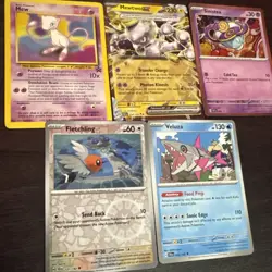 5 Card Pokemon Card Lot With Mew Promo #8, Mewtwo ex 058/182 - Image 1