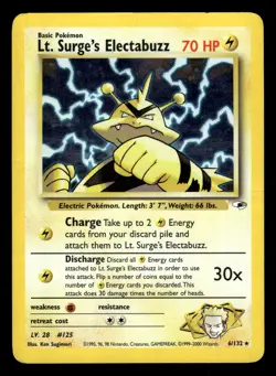 Lt. Surge's Electabuzz 6/132 Holo Rare Gym Heroes Pokemon Card - Image 1