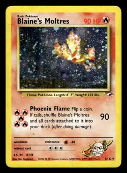 Blaine's Moltres 1/132 Holo Rare Gym Heroes Pokemon Card - Image 1