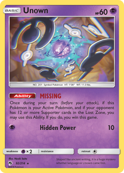 Unown 92/214 Rare | Lost Thunder | Pokemon Card - Image 1
