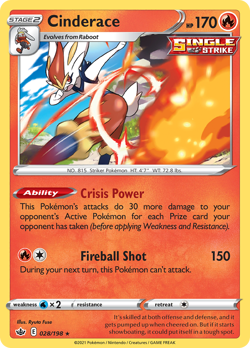 Cinderace 28/198 Rare Holo | Chilling Reign | Pokemon Card - Image 1