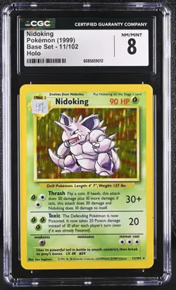 CGC 8 Nidoking 1999 Base Set 11/102 Holo Pokemon Card - Image 1