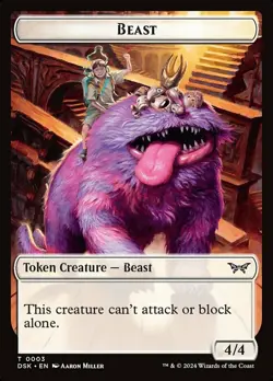 Beast Token Light Play, English Magic the Gathering MTG Duskmourn: House of Horr - Image 1