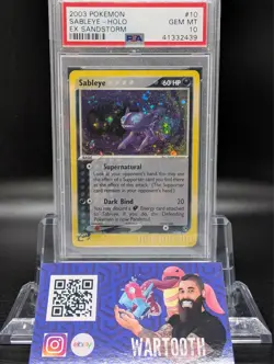 Pokemon 2003 Sableye EX Sandstorm Holo Rare #10 PSA 10 - Image 1