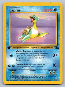 Pokemon TCG Fossil Lapras (25) 25/62 1st Edition - Image 1