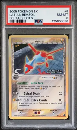 2005 POKEMON EX DELTA SPECIES #8 LATIAS-REVERSE FOIL PSA 8 - Image 1