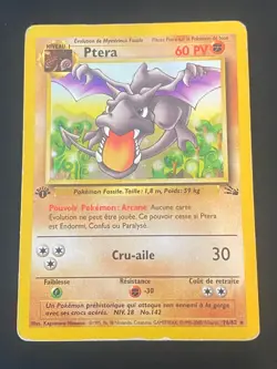 CARTE POKEMON PTERA 16/62 EDITION 1 FR RARE WIZARDS FOSSILE - BE/PL - Image 1