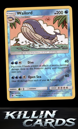 Reverse Holofoil Wailord 30/145 Pokemon Rare SM - Guardians Rising Card NM - Image 1