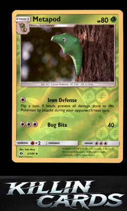 Reverse Holofoil Metapod 2/149 Pokemon Uncommon SM Base Set Card NM - Image 1