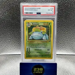 1999 Pokemon TCG VENUSAUR Base Set PSA 6 15/102 - Image 1