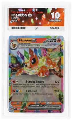 2025 Pokemon Prismatic Evolutions #014 Flareon ex ace 10 perfect sub grades - Image 1