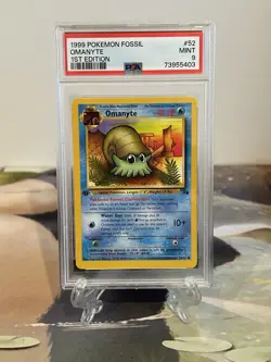 Pokemon Card 1st Edition Omanyte - Fossil Set No. 52/62 - PSA 9 MINT - Image 1
