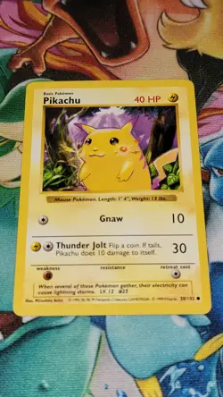 Pikachu 58/102 - Shadowless Red Cheeks - Base Set Pokemon Card - Vintage 1999 LP - Image 1
