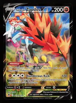 Galarian Zapdos V TG19/TG30 Ultra Rare Astral Radiance Pokemon Card - Image 1