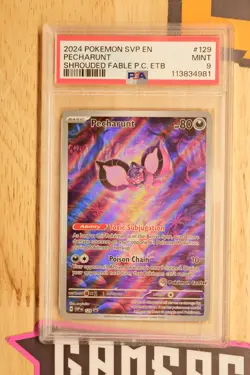 2024 POKEMON SVP EN SHROUDED FABLE POKEMON CENTER ETB PROMO #129 PECHARUNT PSA 9 - Image 1