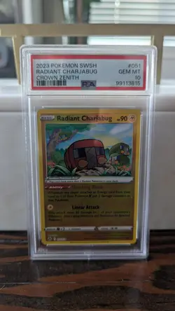2023 Pokemon ??Radiant Charjabug?? #051 Crown Zenith PSA 10 GEM MINT Graded Card - Image 1