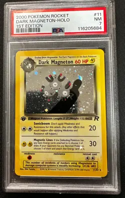 2000 Pokemon TEAM ROCKET 1ST Edition DARK MAGNETON HOLO #11 - PSA 7 NM - Image 1