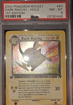 PSA 8 Holo 1st Edition - Dark Raichu - Team Rocket Pokemon Card #83 NM-MT - Image 3