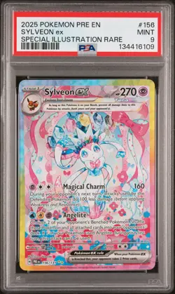 2025 POKEMON PRE EN-PRISMATIC EVOLUTIONS #156 SYLVEON EX PSA 9 - Image 1