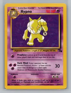 Pokemon Fossil Hypno Non Holo Rare - LP #23/62 10892 - Image 1
