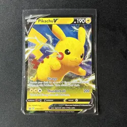 Pokemon TCG Pikachu v SWSH061 Full Art Holo Card Sword and Shield Promo - Image 1