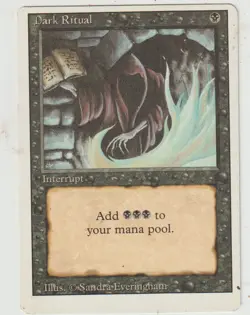 x1 Dark Ritual MAGIC MTG ENGLISH REVISED 1994 EX-NM VINTAGE ! Miscut - Image 1