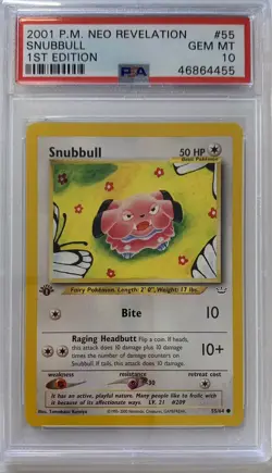 Pokemon 1st Edition Snubbull PSA 10 Neo Revelation #55 / 64 - GEM MINT - Image 1