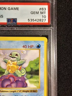 POKEMON SQUIRTLE SHADOWLESS Base Set WOTC 63/102 PSA 10 GEM MINT - Image 2