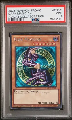 YUGIOH DARK MAGICIAN ADIDAS Collaboration Secret Holo ADC1-EN001 PSA 9 MINT - Image 1