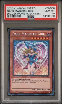 YUGIOH DARK MAGICIAN GIRL D.S.O.D Movie Pack Secret 1ST MVP1-ENS56 PSA 10 GEM - Image 1